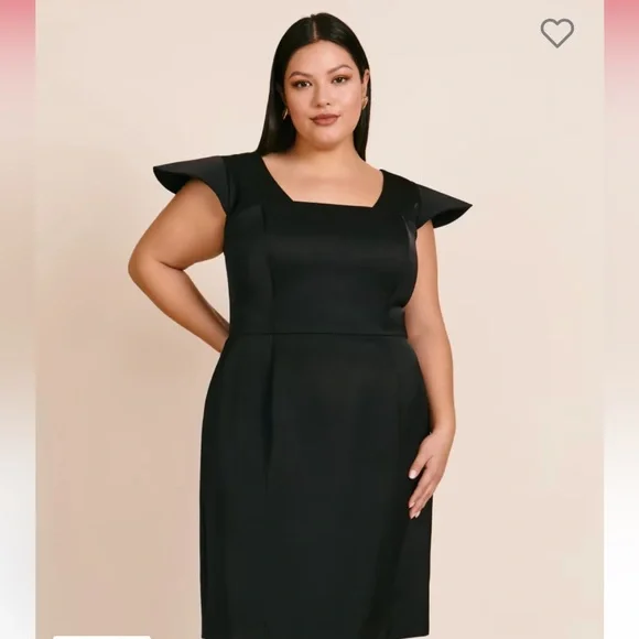 NWT Mimine AG black knee length Rebel cocktail dress with exaggerated shoulders - Picture 4 of 7